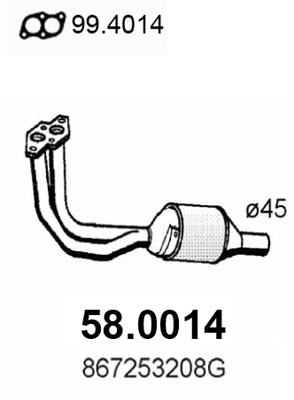 ASSO Katalysator 580014 foran for VW