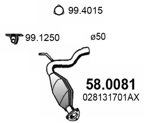 ASSO Katalysator 580081 foran for VW