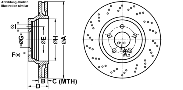 ATE Bremseskive 24012402261 perforeret 320mm 24mm for MERCEDES-BENZ