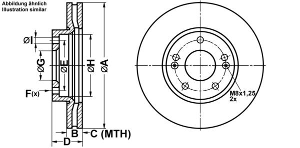 ATE Bremseskive 24012601711 ventileret 280mm 26mm for KIA