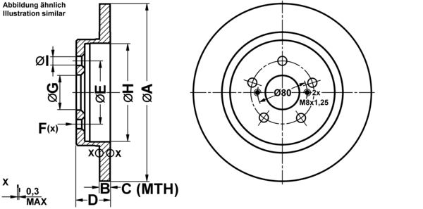 ATE Bremseskive 24011003641 fuld 279mm 10mm for LEXUS
