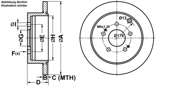 ATE Bremseskive 24011003441 fuld 302mm 10mm for MITSUBISHI