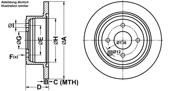 ATE Bremseskive 24010901661 fuld 292mm 9mm for NISSAN
