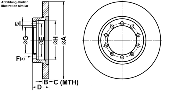 ATE Bremseskive 24011601341 fuld 284mm 16mm for FORD