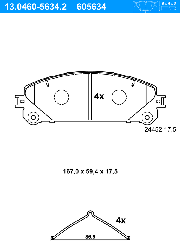 ATE Bremseklodser 13046056342 for LEXUS