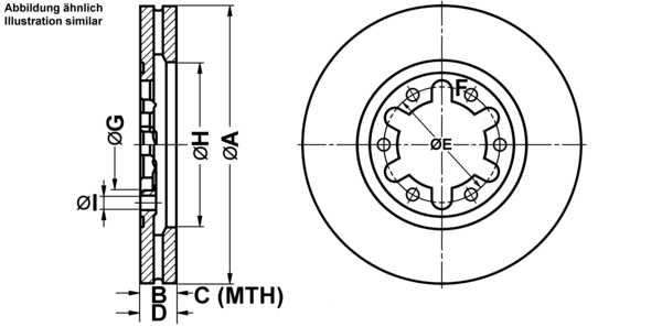 ATE Bremseskive 24012402451 ventileret 256mm 24mm for FORD