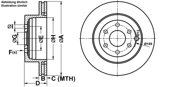 ATE Bremseskive 24011807241 ventileret 308mm 18mm for NISSAN