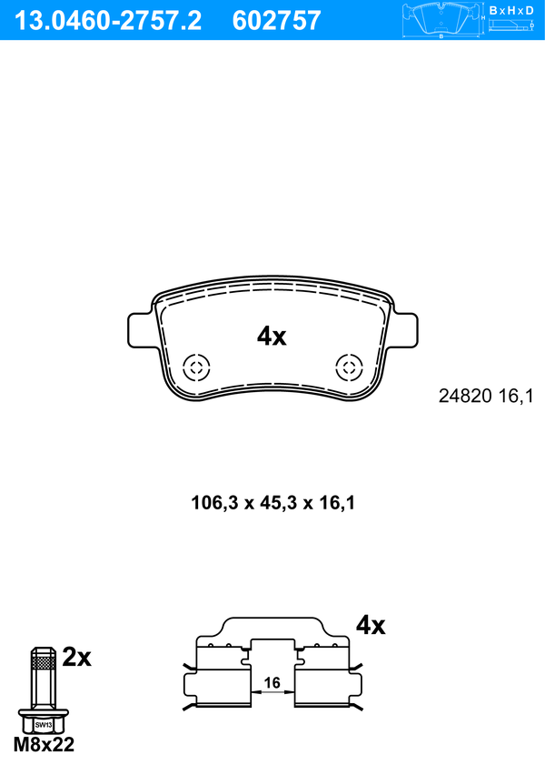 ATE Bremseklodser 13046027572 for RENAULT