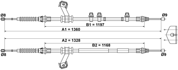 ATE Håndbremsekabel 24372718292 for MAZDA