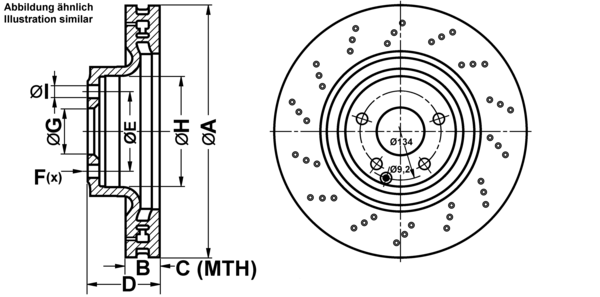 ATE Bremseskive 24013201751 perforeret 344mm 32mm for MERCEDES-BENZ