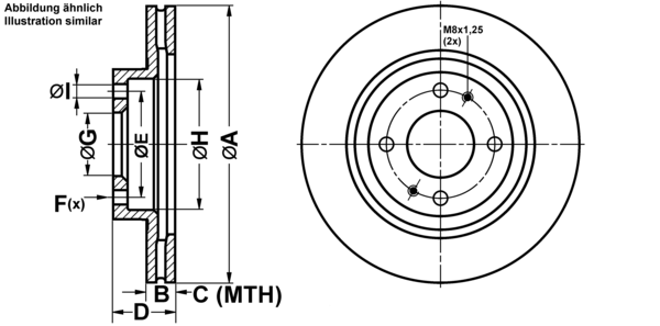 ATE Bremseskive 24011701101 ventileret 257mm 17mm for PEUGEOT MITSUBISHI