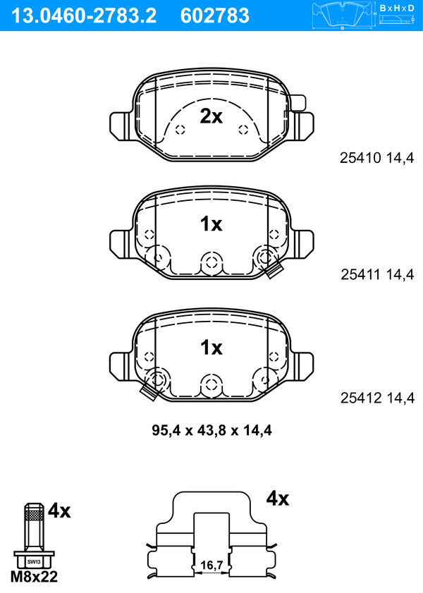 ATE Bremseklodser 13046027832 for FIAT