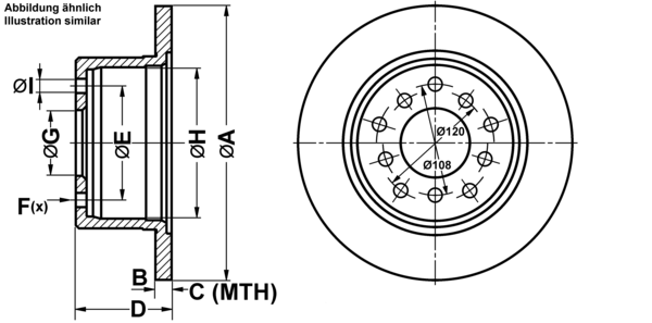 ATE Bremseskive 24011101271 fuld 279mm 10mm for VAUXHALL