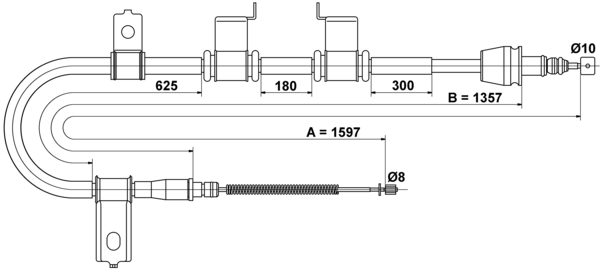 ATE Håndbremsekabel 24372731222 for HYUNDAI