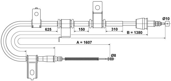 ATE Håndbremsekabel 24372731252 for HYUNDAI