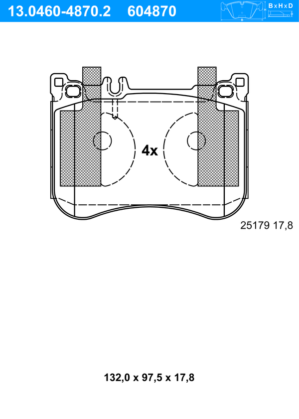 ATE Bremseklodser 13046048702 for MERCEDES-BENZ
