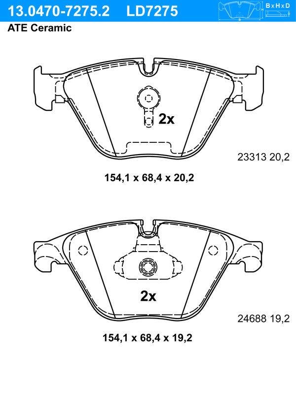 ATE Bremseklodser 13047072752 for BMW
