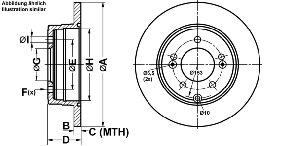 ATE Bremseskive 24011003881 fuld 284mm 10mm for KIA
