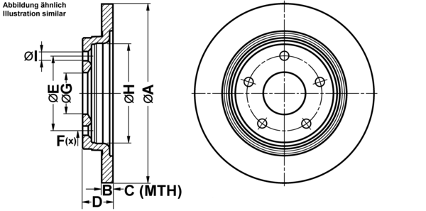 ATE Bremseskive 24011201991 fuld 305mm 12mm for FIAT