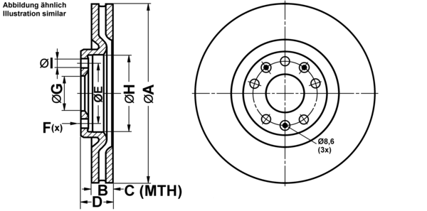 ATE Bremseskive 24012601761 ventileret 302mm 26mm for PEUGEOT