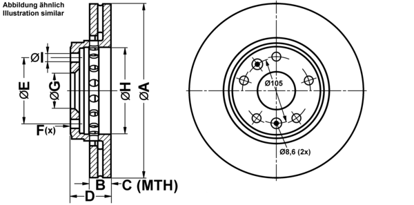 ATE Bremseskive 24012601801 ventileret 280mm 26mm for MERCEDES-BENZ