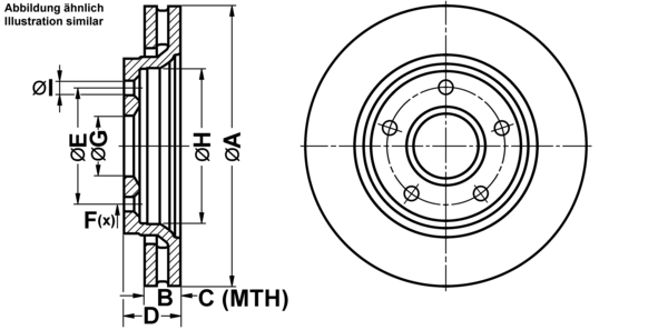 ATE Bremseskive 24012802631 ventileret 302mm 28mm for CHRYSLER FIAT