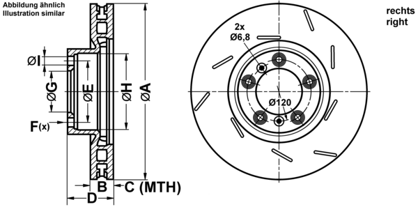ATE Bremseskive 24013601271 lukket 360mm 36mm for PORSCHE