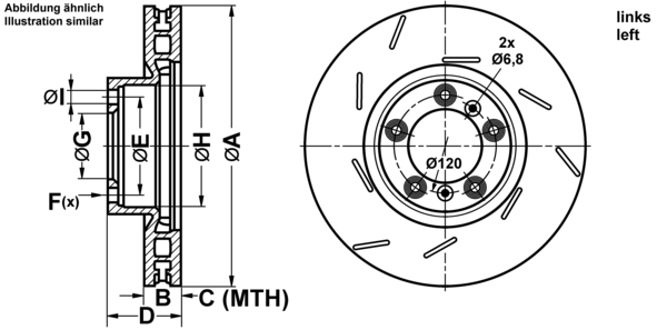 ATE Bremseskive 24013601281 lukket 360mm 36mm for PORSCHE