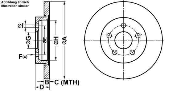 ATE Bremseskive 24031201541 fuld 280mm 12mm for FORD JAGUAR