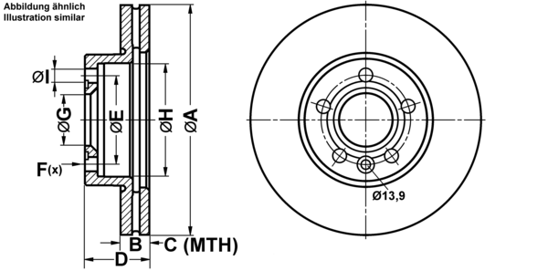 ATE Bremseskive 24032501141 ventileret 288mm 25mm for FORD VAG