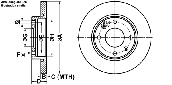 ATE Bremseskive 24031301851 fuld 248mm 13mm for CITROËN PEUGEOT