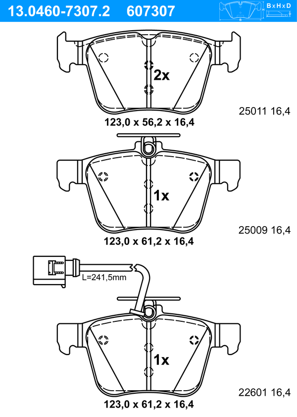 ATE Bremseklodser 13046073072 for VAG