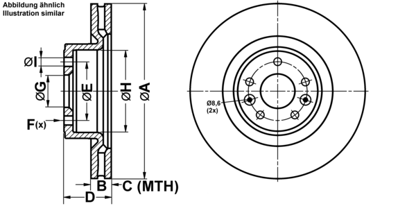 ATE Bremseskive 24012802611 ventileret 340mm 28mm for RENAULT