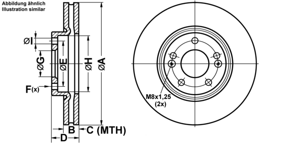 ATE Bremseskive 24012802801 ventileret 300mm 28mm for KIA