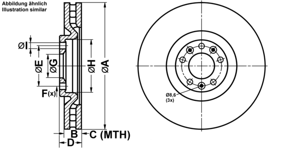 ATE Bremseskive 24013002291 ventileret 340mm 30mm for PEUGEOT