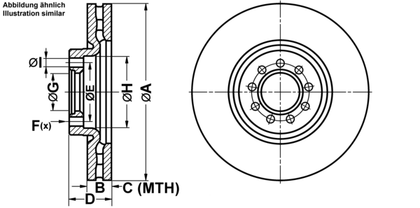 ATE Bremseskive 24012802391 ventileret 290mm 28mm for IVECO