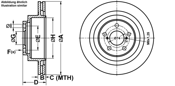 ATE Bremseskive 24011807251 ventileret 290mm 18mm for SUBARU