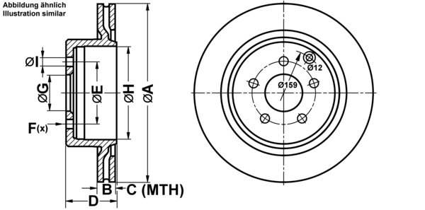 ATE Bremseskive 24012202681 ventileret 322mm 22mm for NISSAN