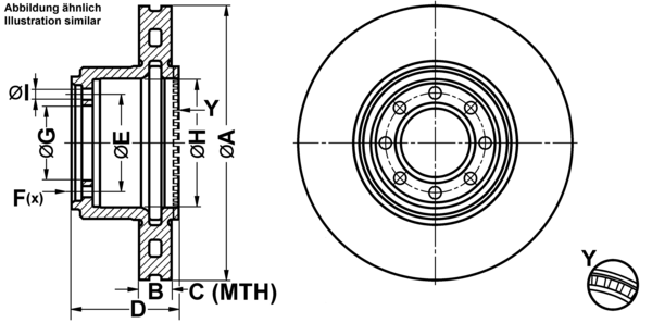 ATE Bremseskive 24012402281 ventileret 294mm 24mm for IVECO