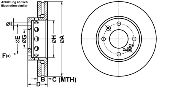 ATE Bremseskive 24012601431 ventileret 280mm 26mm for KIA