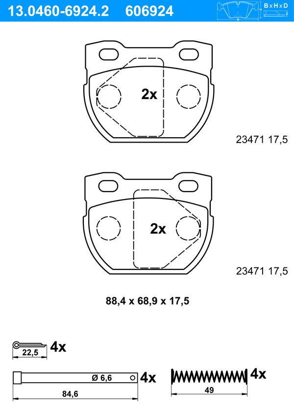 ATE Bremseklodser 13046069242 for LAND ROVER