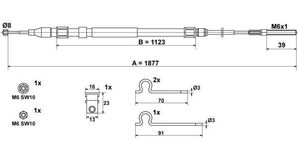 ATE Håndbremsekabel 24372702462 for BMW