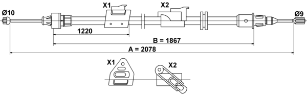 ATE Håndbremsekabel 24372706762 for FORD