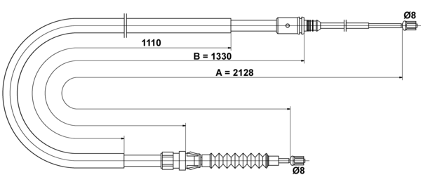 ATE Håndbremsekabel 24372708542 for PEUGEOT