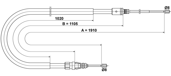 ATE Håndbremsekabel 24372708552 for PEUGEOT