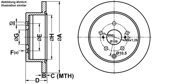 ATE Bremseskive 24011003461 fuld 298mm 10mm for TOYOTA