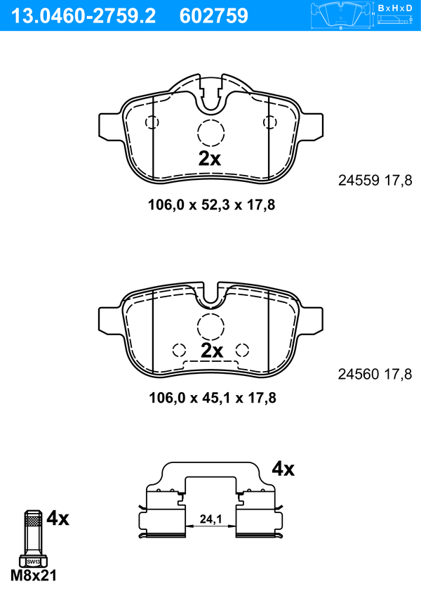 ATE Bremseklodser 13046027592 for BMW