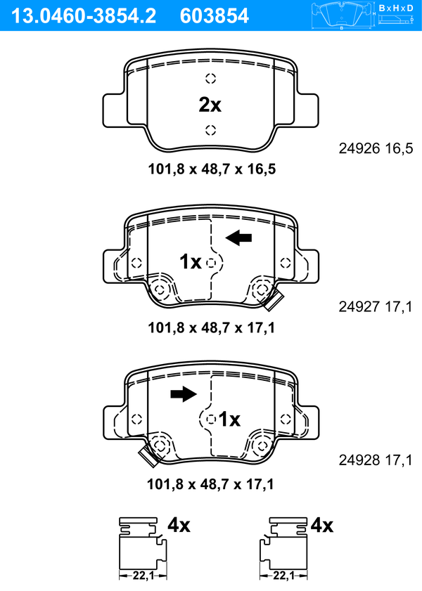 ATE Bremseklodser 13046038542 for TOYOTA