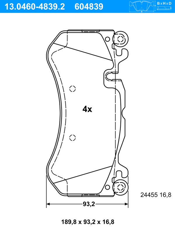 ATE Bremseklodser 13046048392 for MERCEDES-BENZ
