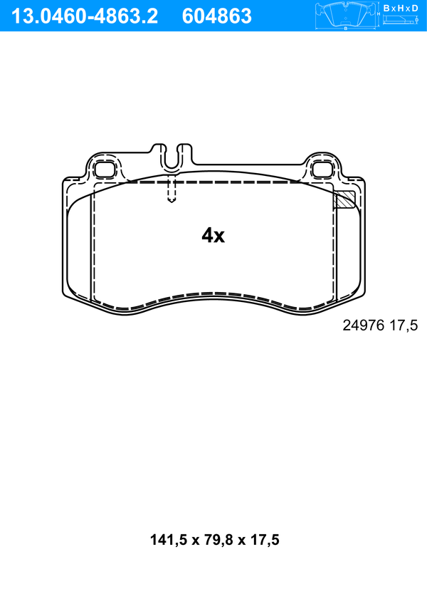 ATE Bremseklodser 13046048632 for MERCEDES-BENZ